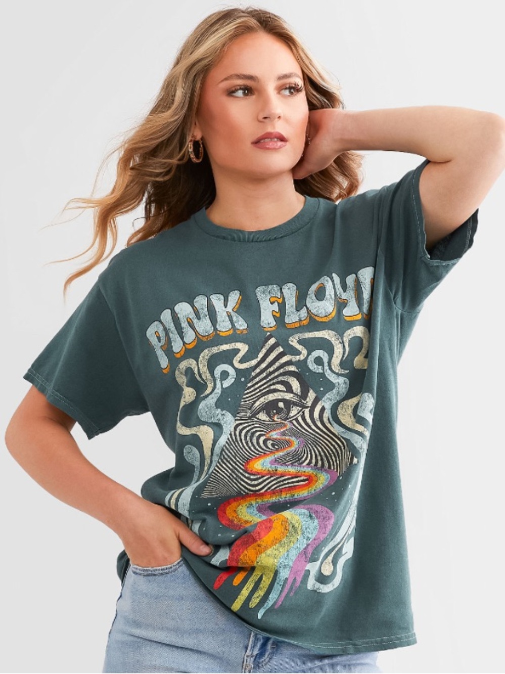 Pink Floyd • Dark Side • Short Sleeve Tee • Teal-Green • 100% Cotton